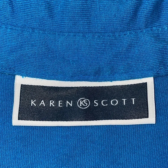 KAREN SCOTT cotton 3/4 button tab sleeves chest pockets collar size XL - Picture 6 of 11
